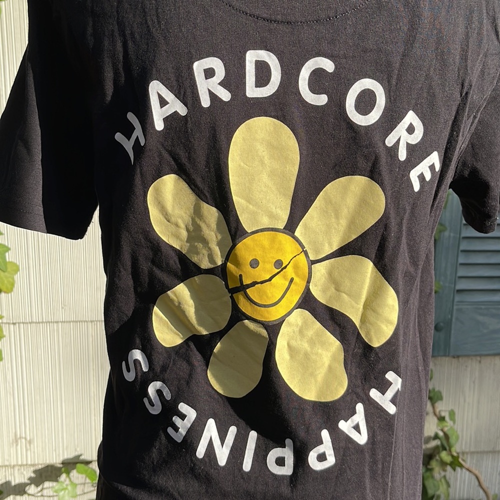 Denim & Flower Hardcore Happiness Black Tee Shirt
